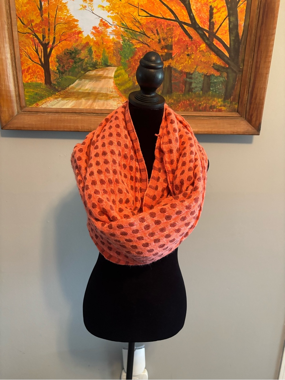 Remi & Reid Textured Knit Infinity Scarf in Coral & Burnt Orange